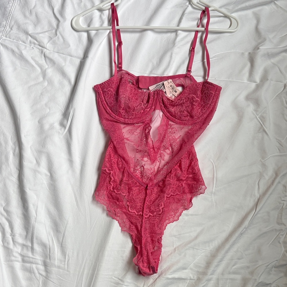 Victoria’s secret lingerie Elegant Pink Lace Bodysuit